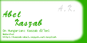 abel kaszab business card